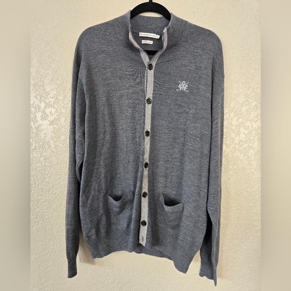 Peter Millar Cardigan 100% Extra Fine Italian Merino Wool L